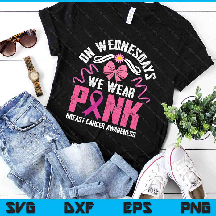 On Wednesday We Wear Pink Breast Cancer SVG PNG Digital Printable Files