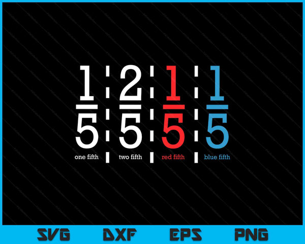 One fifth two fifth red fifth blue fifth math SVG cut file