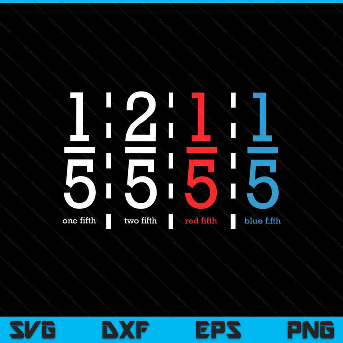 One fifth two fifth red fifth blue fifth math SVG cut file