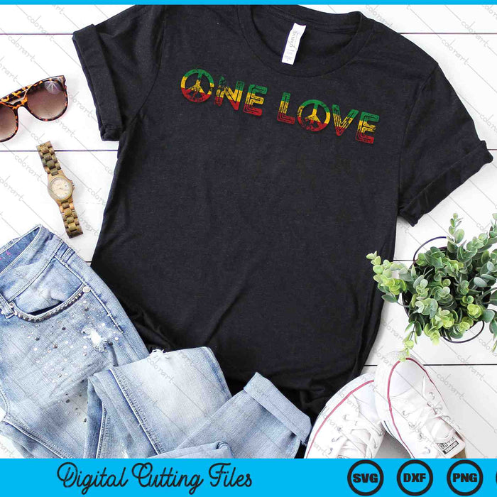 One Love Rasta Reggae muziek Rastafari SVG PNG digitale snijbestanden