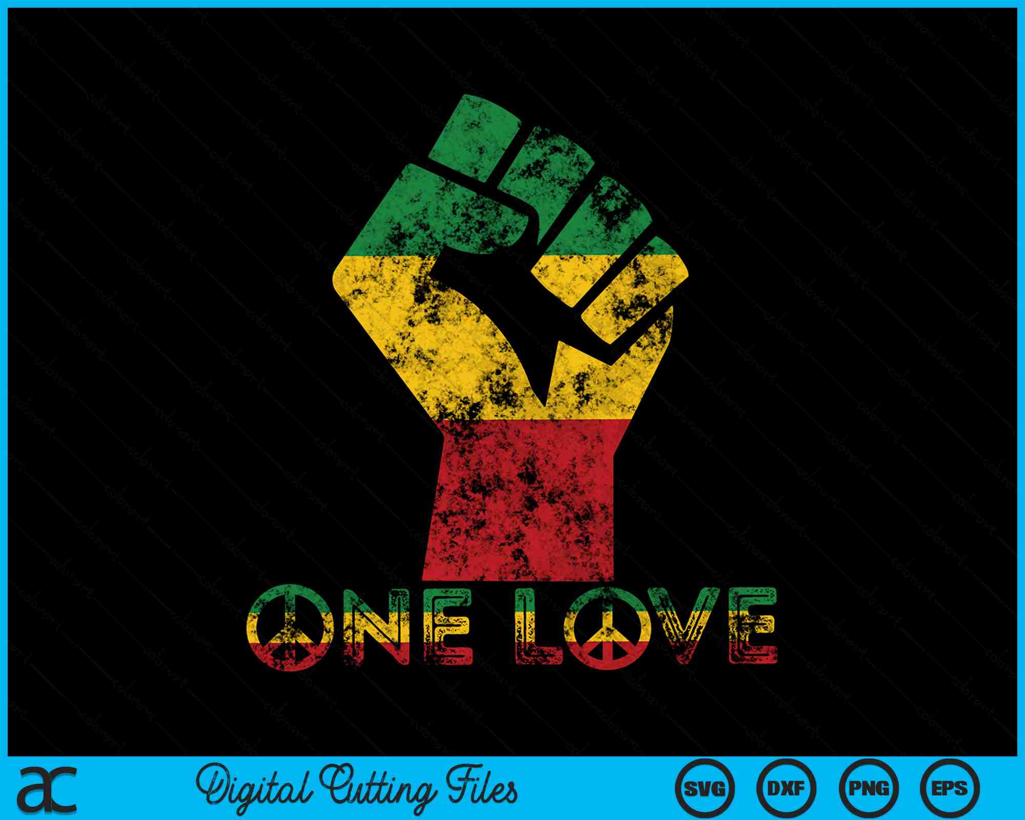 One Love Reggae Fist Rasta Reggae Music Jamaica SVG PNG Files ...