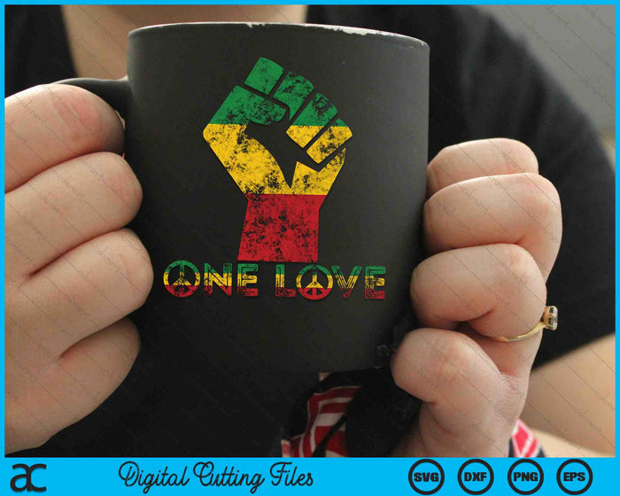 One Love Reggae Fist Rasta Reggae Música Jamaica SVG PNG Archivos de corte digital