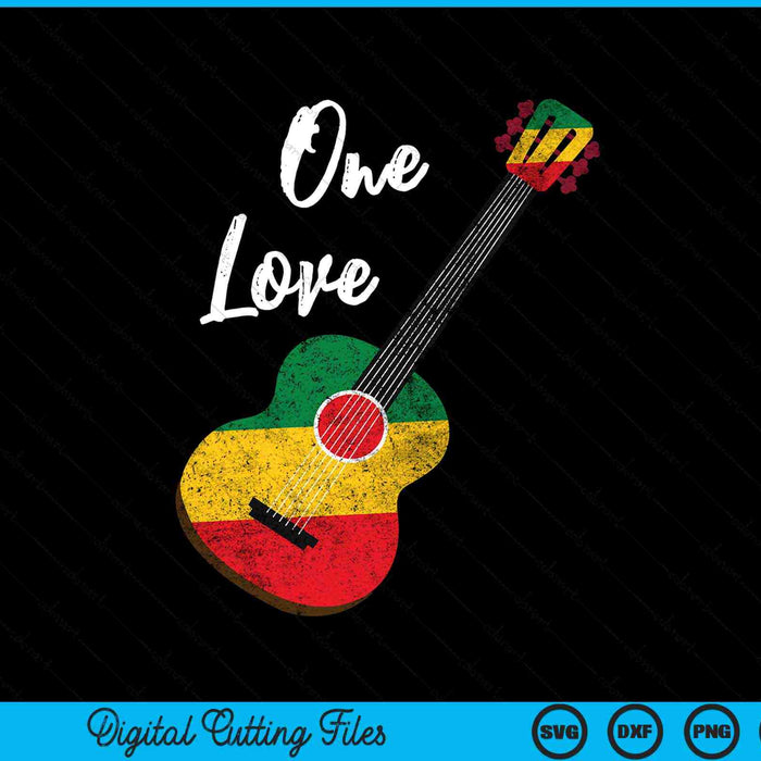 One Love Reggae Guitar Rastafari Roots Rasta SVG PNG Digital Cutting Files