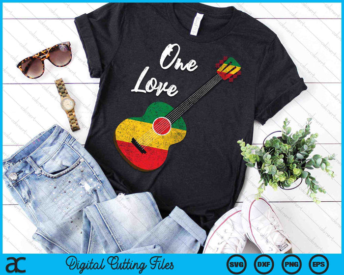 One Love Reggae Guitar Rastafari Roots Rasta SVG PNG Digital Cutting Files