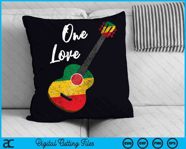 One Love Reggae Gitaar Rastafari Roots Rasta SVG PNG Digitale Snijbestanden