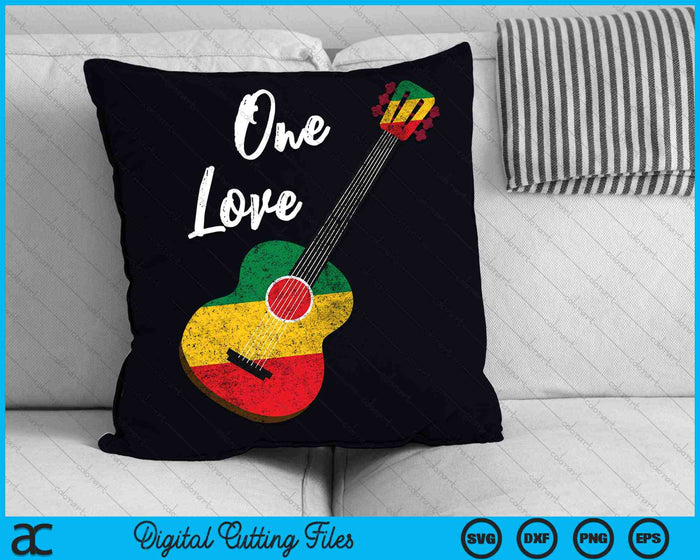 One Love Reggae Guitar Rastafari Roots Rasta SVG PNG Digital Cutting Files