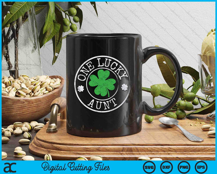 One Lucky Aunt Funny Irish Shamrocks St Patrick's Day SVG PNG Digital Cutting Files