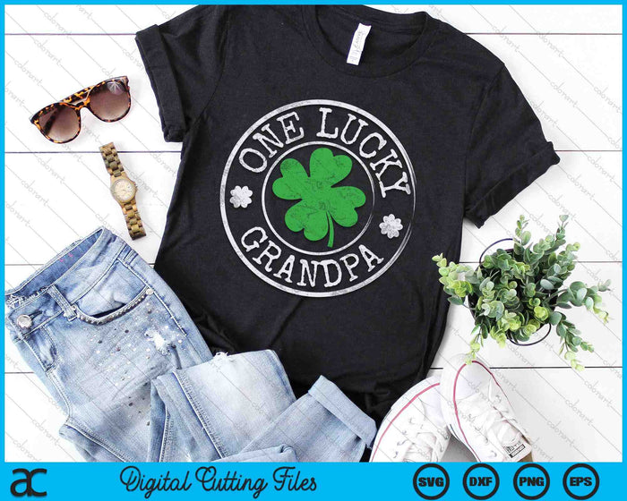 One Lucky Grandpa Funny Irish Shamrocks St Patrick's Day SVG PNG Digital Printable Files