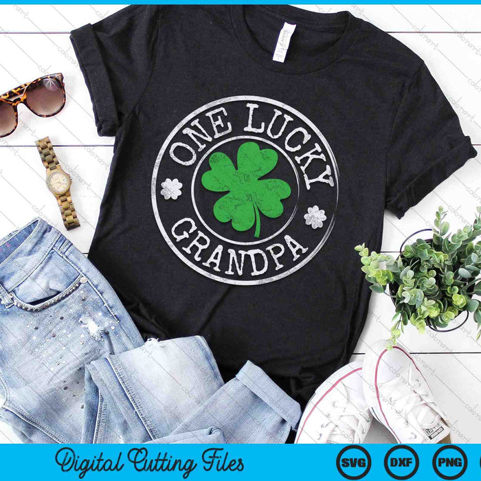 One Lucky Grandpa Funny Irish Shamrocks St Patrick's Day SVG PNG Digital Printable Files