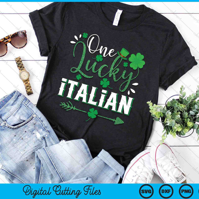 One Lucky Italian Shamrock Leprechaun Hat St Patricks Day SVG PNG Digital Printable Files