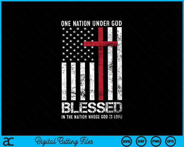 One Nation Under God American Flag Patriotic Christian SVG PNG Digital Cutting Files