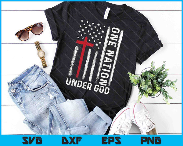 Una nación bajo Dios bandera americana patriótica cristiana SVG PNG cortando archivos imprimibles - on a t-shirt