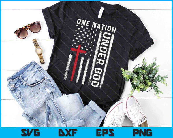 One Nation Under God American Flag Patriotic Christian SVG PNG Cutting Printable Files - on a t-shirt