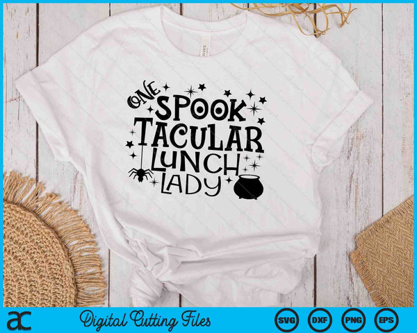 One Spooktacular Lunch Lady Halloween SVG PNG Cutting Printable Files - on a t-shirt