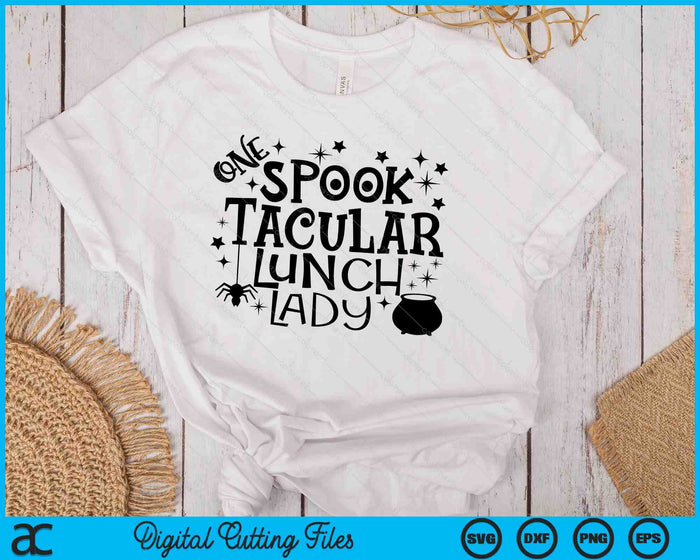 Een Spooktacular Lunch Lady Halloween SVG PNG snijden afdrukbare bestanden