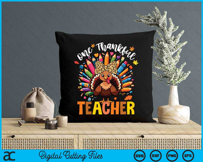 One Thankful Teacher Thanksgiving Turkey Cute Crayon Pencil SVG PNG Digital Printable Files