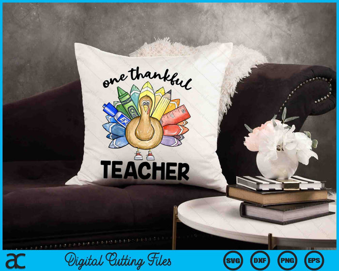 Een dankbare leraar Thanksgiving Turkije schattig Crayon potlood SVG PNG digitale snijbestanden