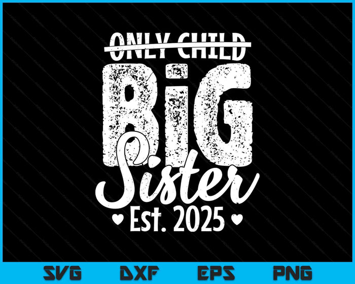 Only Child Big Sister 2025 Promoted To Big Sister 2025 SVG PNG Digital Printable Files