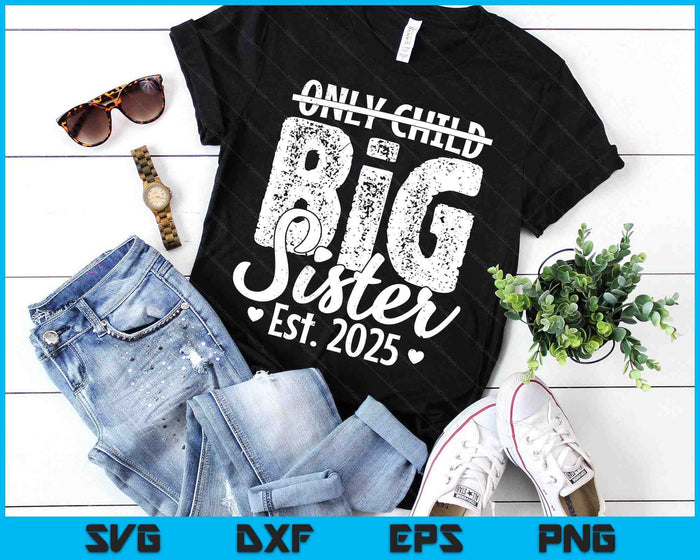 Only Child Big Sister 2025 Promoted To Big Sister 2025 SVG PNG Digital Printable Files