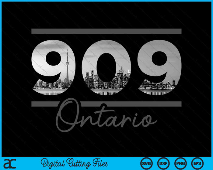 Ontario 909 Netnummer Skyline Californië Vintage SVG PNG digitale snijbestanden