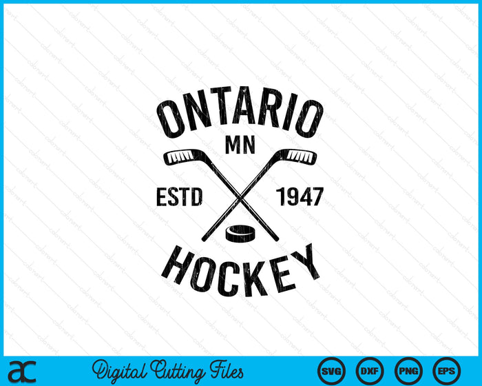 Ontario Minnesota Ice Hockey Sticks Vintage Gift SVG PNG Digital Cutting Files