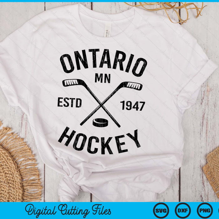 Ontario Minnesota Ice Hockey Sticks Vintage Gift SVG PNG Digital Cutting Files