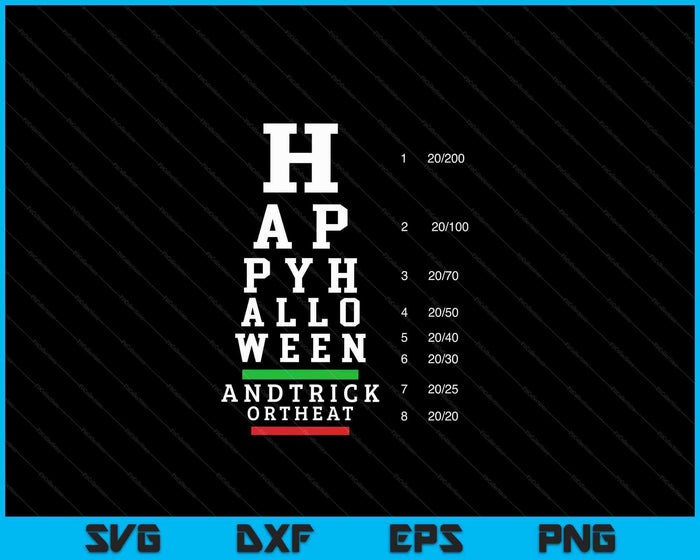 Optometrist Halloween Eye Chart Optometrie Oogarts SVG PNG Digitale Snijbestanden