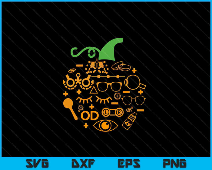 Optometrist Optician Pumpkin Halloween Optometry Glasses SVG PNG Digital Cutting Files