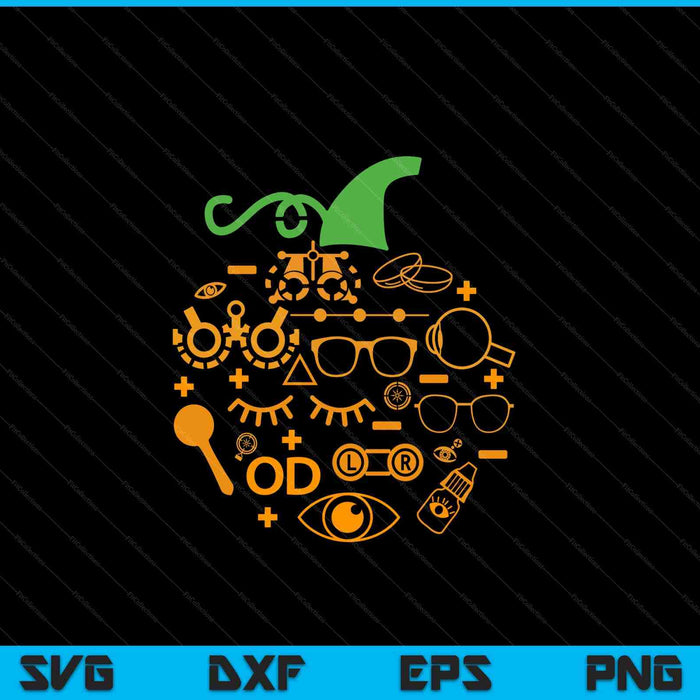 Optometrist Opticien Pompoen Halloween Optometrie Bril SVG PNG Digitale Snijbestanden