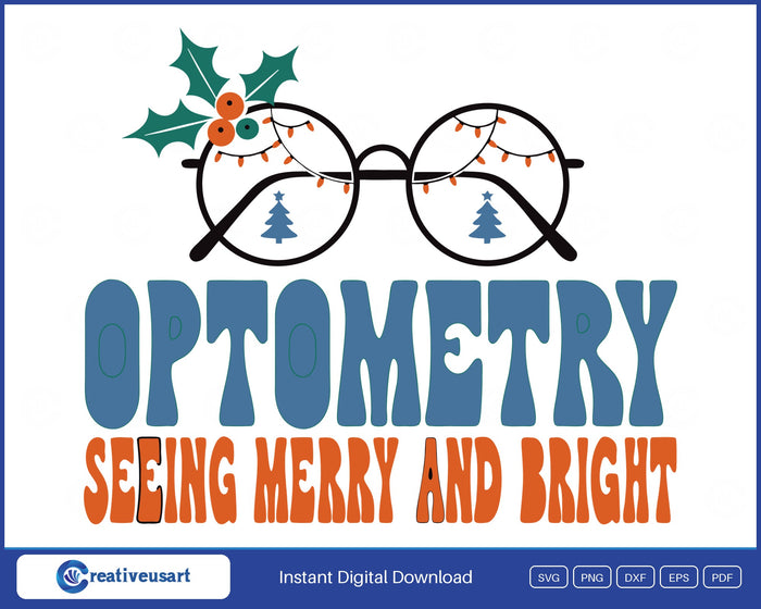 Optometry Seeing Merry And Bright SVG printed on a white t-shirt