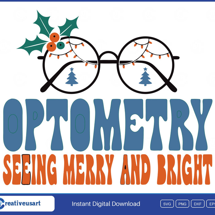 Optometry Seeing Merry And Bright SVG printed on a white t-shirt