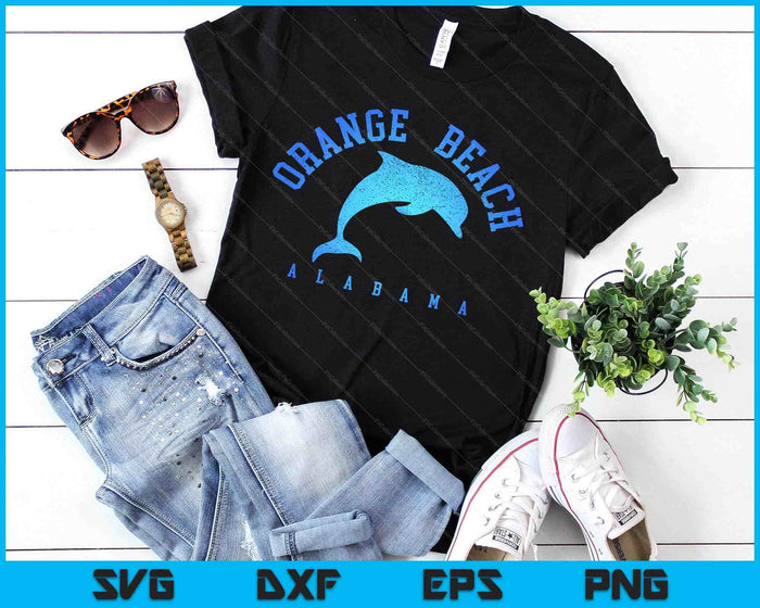 Orange Beach Alabama Vintage Dolphin Holiday SVG PNG Digital Printable Files