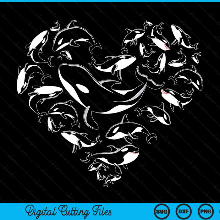 Orca Whale Sea Panda In Heart Shapes SVG PNG Digital Printable Files