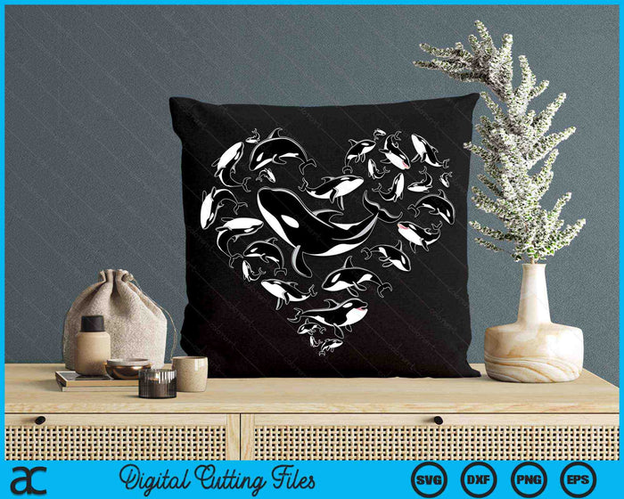 Orca Whale Sea Panda In Heart Shapes SVG PNG Digital Printable Files