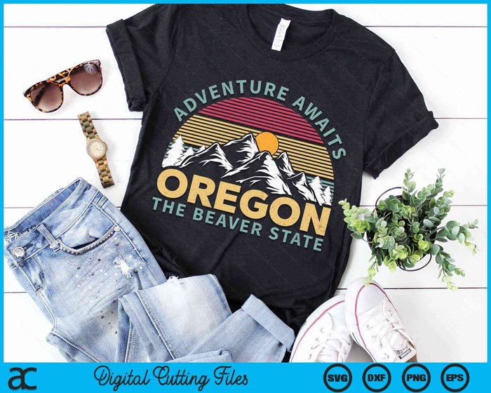 Oregon Retro Vintage Mountains & Outdoors Wilderness State SVG PNG Digital Cutting Files