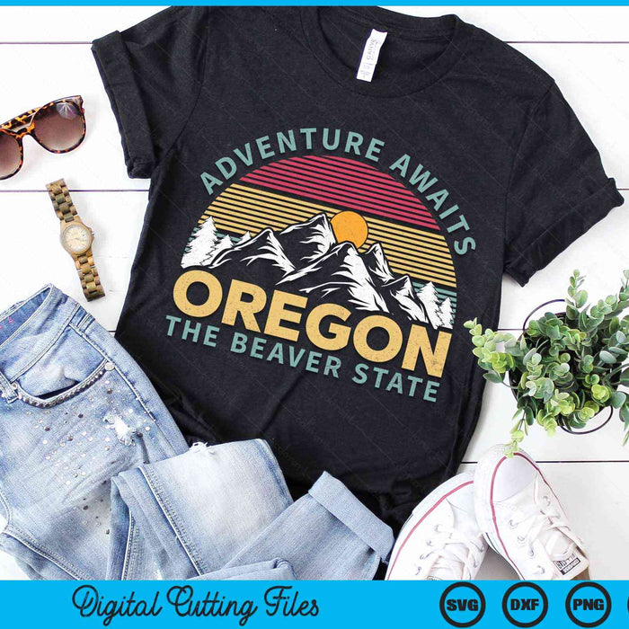 Oregon Retro Vintage Mountains & Outdoors Wilderness State SVG PNG Digital Cutting Files