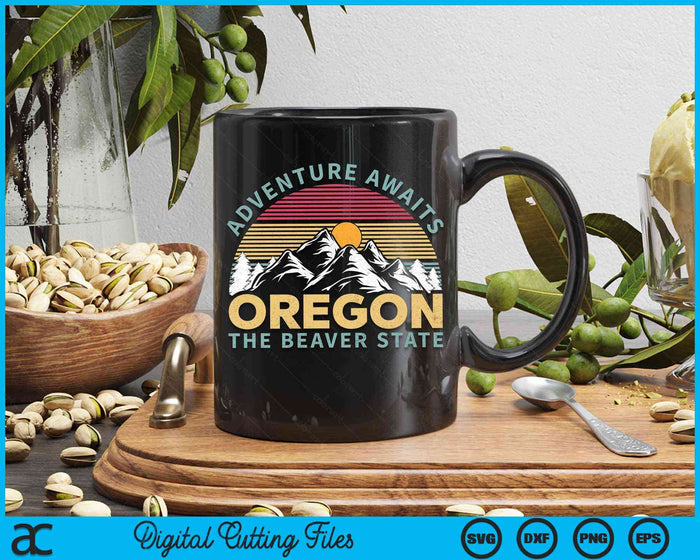 Oregon Retro Vintage Mountains & Outdoors Wilderness State SVG PNG Digital Cutting Files
