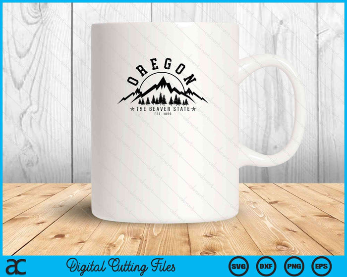 Oregon The Beaver State Est. 1859 Vintage Mountains SVG PNG Digital Cutting Files