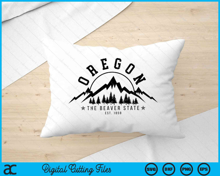 Oregon The Beaver State Est. 1859 Vintage Mountains SVG PNG Digital Cutting Files