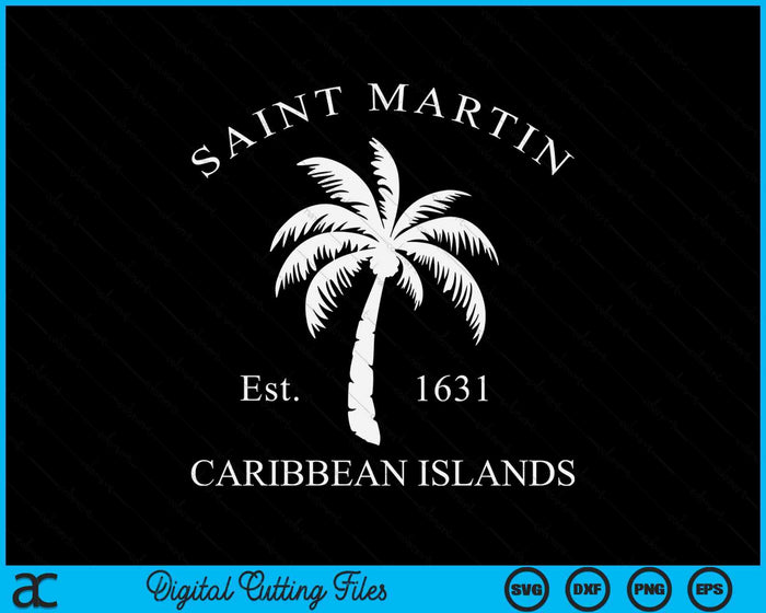 Original St. Martin Caribbean Islands Palm Tree Novelty Art SVG PNG Digital Printable Files