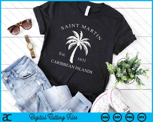 Original St. Martin Caribbean Islands Palm Tree Novelty Art SVG PNG Digital Printable Files
