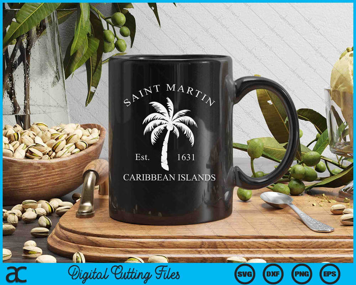 Original St. Martin Caribbean Islands Palm Tree Novelty Art SVG PNG Digital Printable Files