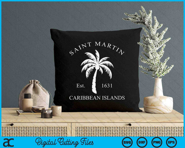 Original St. Martin Caribbean Islands Palm Tree Novelty Art SVG PNG Digital Printable Files