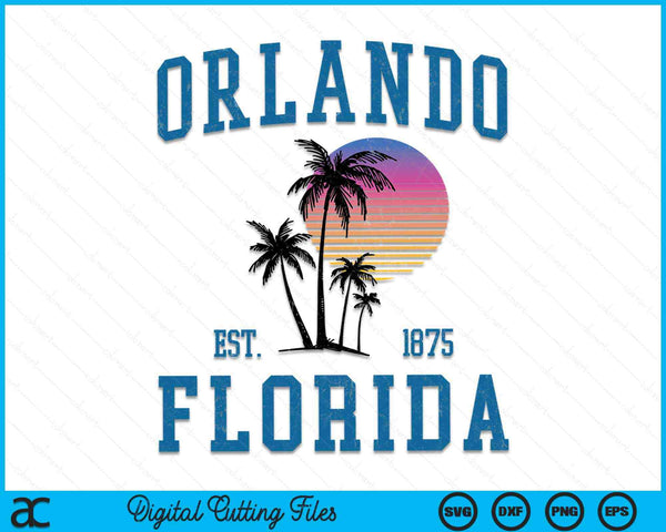 Orlando Florida Vintage Beach Palm Trees Summer in Orlando SVG PNG Digital Cutting Files