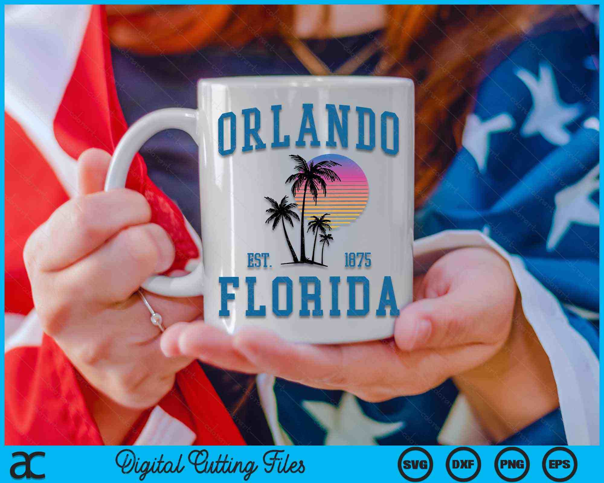 Orlando Florida Vintage Beach Palm Trees Summer in Orlando SVG Files ...