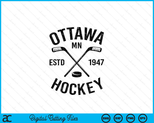Ottawa Minnesota Ice Hockey Sticks Vintage Gift SVG PNG Digital Cutting Files