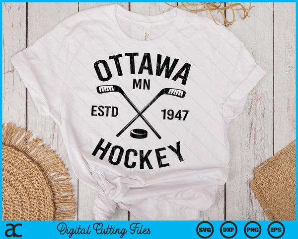 Ottawa Minnesota Ice Hockey Sticks Vintage Gift SVG PNG Digital Cutting Files