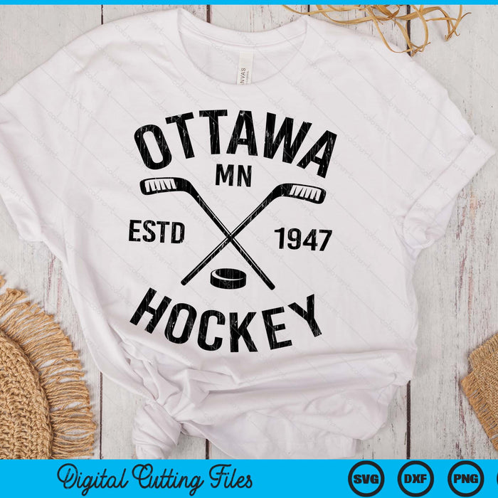 Ottawa Minnesota Ice Hockey Sticks Vintage Gift SVG PNG Digital Cutting Files