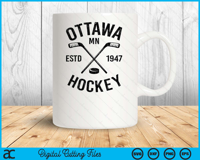 Ottawa Minnesota Ice Hockey Sticks Vintage Gift SVG PNG Digital Cutting Files