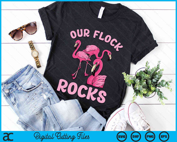 Our Flock Rocks Flamingo Matching Family Vacation Group SVG PNG Digital Cutting Files